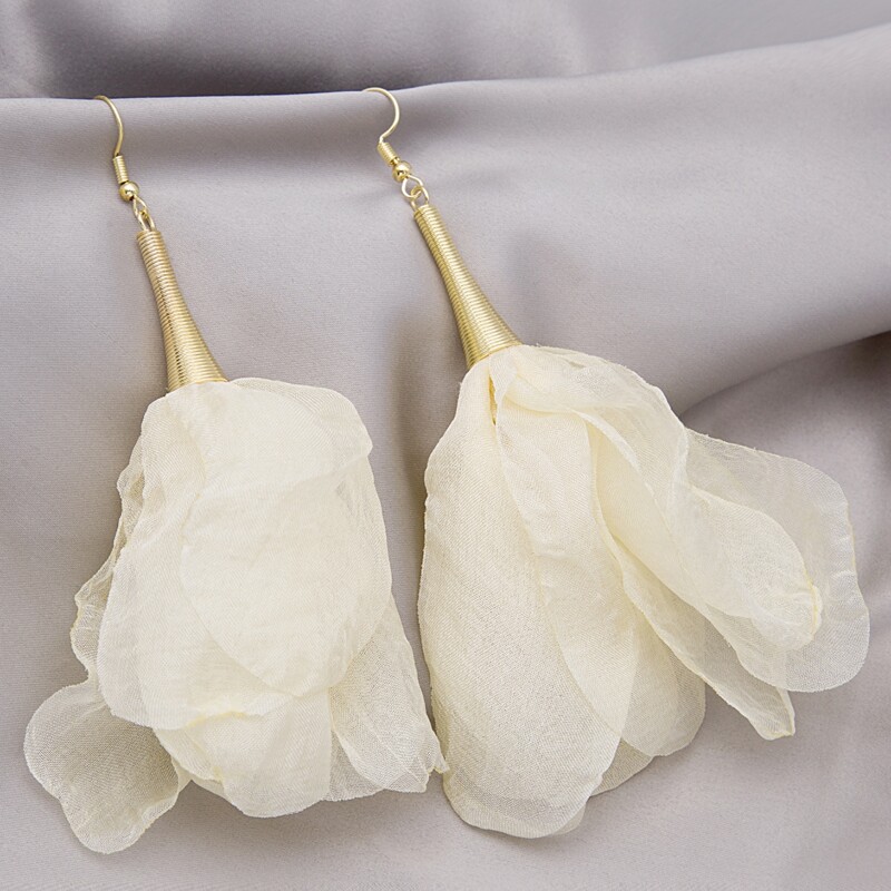 

Floral Drop Earrings, Beige