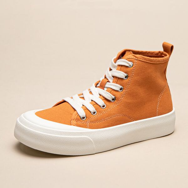 

Two Tone Canvas High Top Skate Shoes, Orange