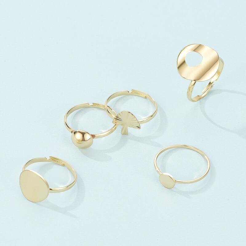 

5pcs Geo Decor Ring, Gold