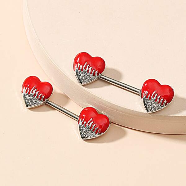 

2pcs Heart Decor Nipple Stud, Multicolor