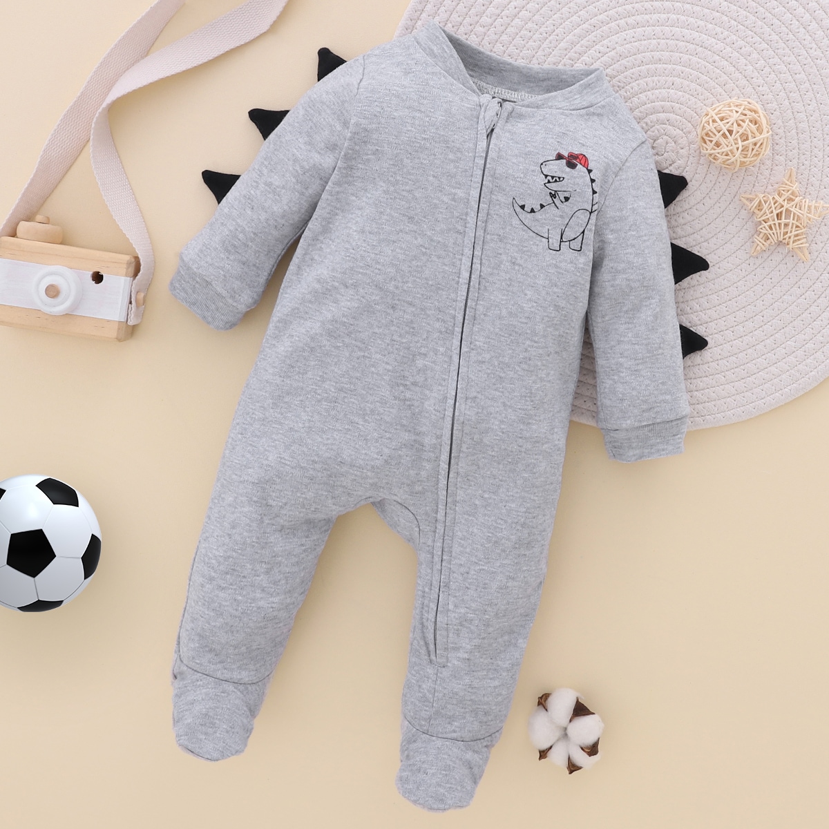 детский 3D Комбинезон для сна с принтом динозавра заплатка бейсбольный воротник