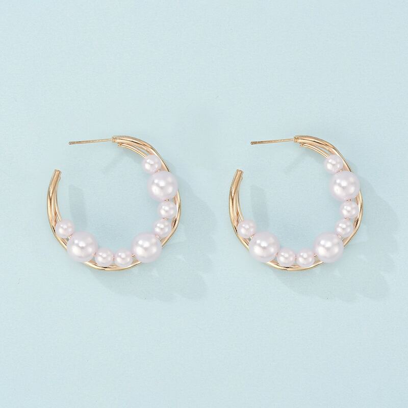 

Faux Pearl Decor Hoop Earrings, Multicolor