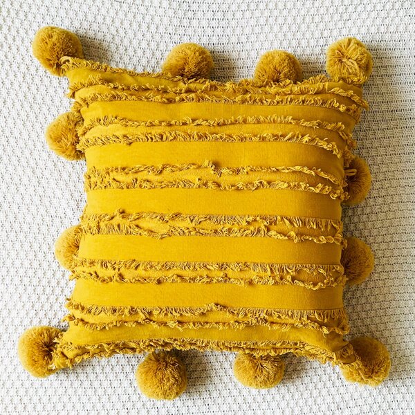 

Fuzzy Ball Decor Cushion Cover Without Filler, Yellow