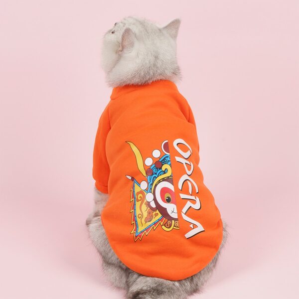

Cartoon Graphic Pet Sweatshirt, Orange