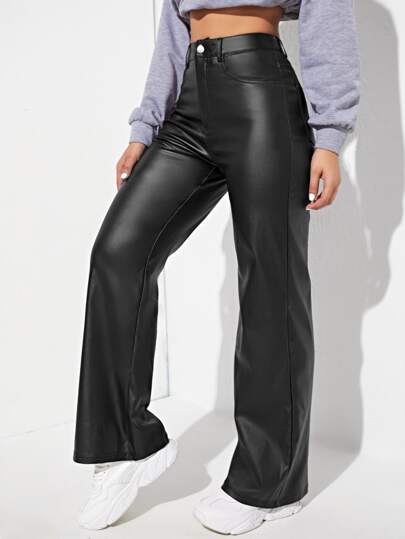 SHEIN Unity Women Plain Straight Leg Casual Pants Fall Cloth For Women