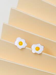 煎蛋設計耳釘 - 彩色 - 查看 3