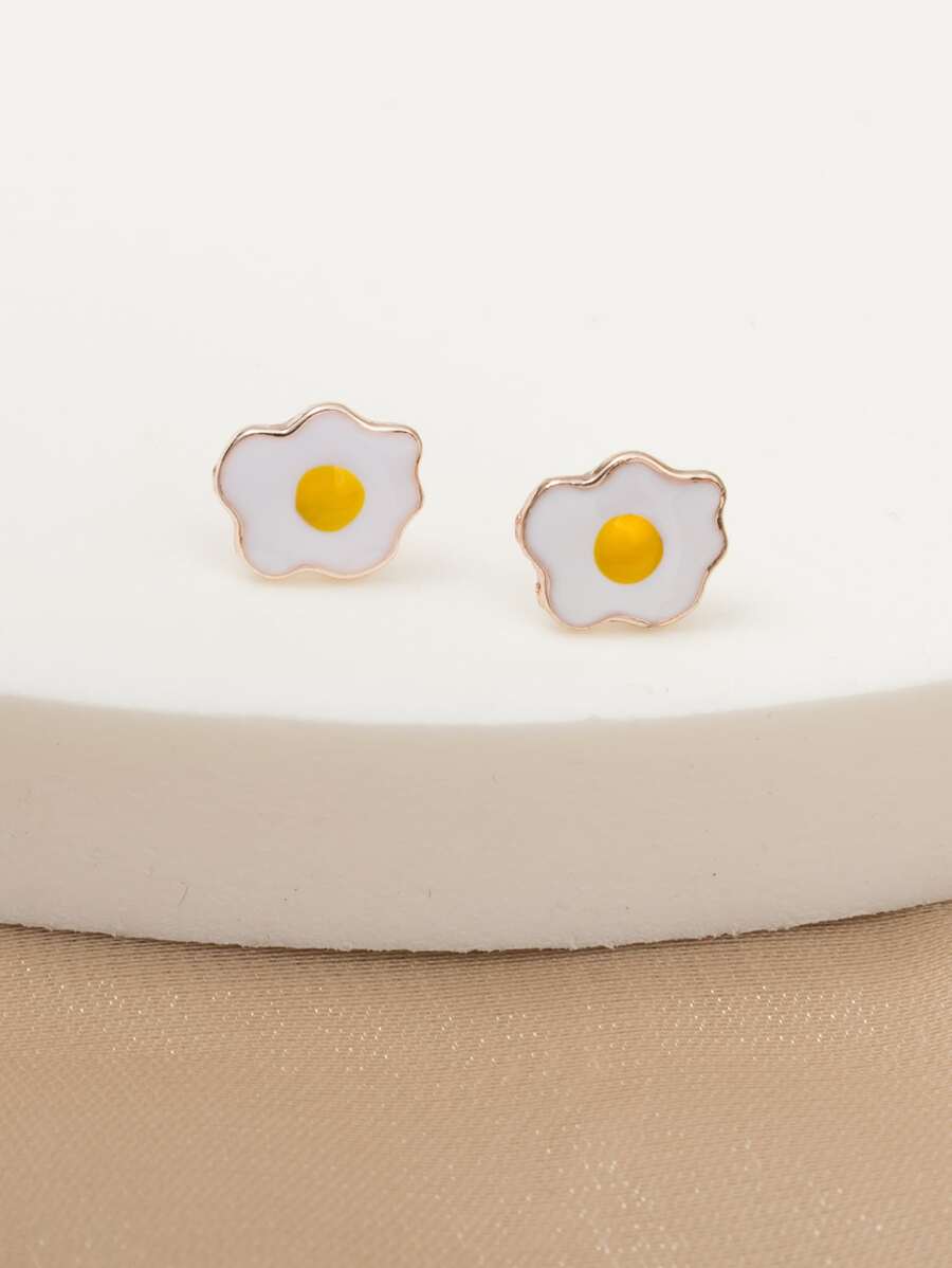 煎蛋設計耳釘 - 彩色 - 查看 1