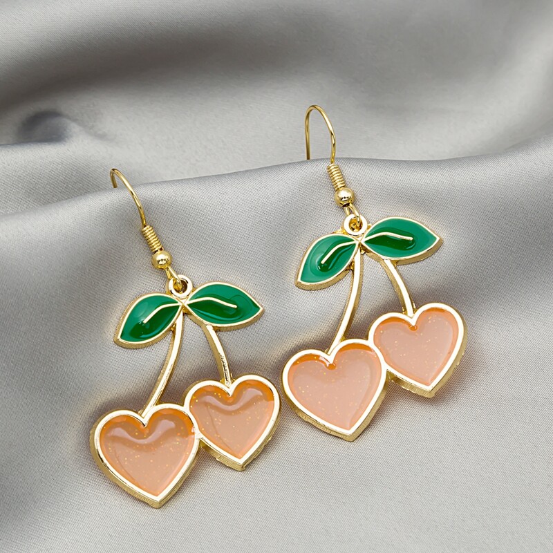 

Cherry Drop Earrings, Orange