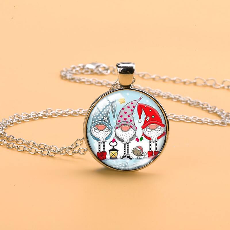 

Christmas Santa Claus Print Necklace, Multicolor