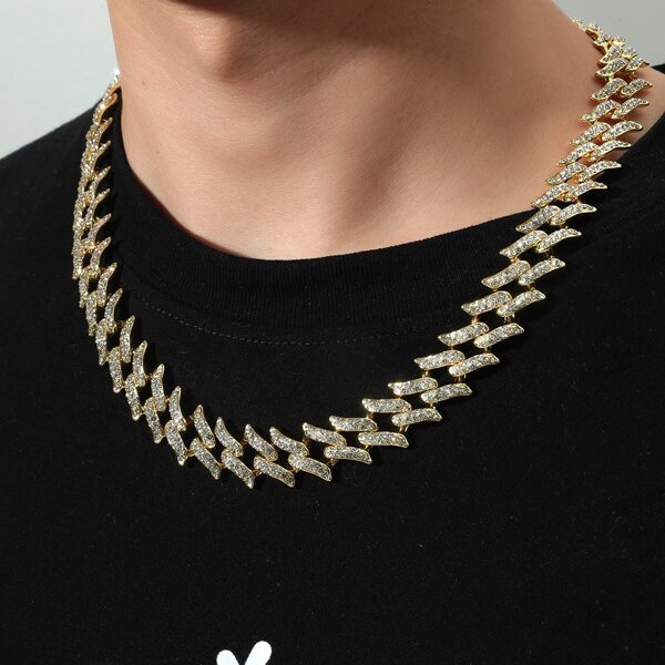 

Men Rhinestone Decor Necklace, Gold