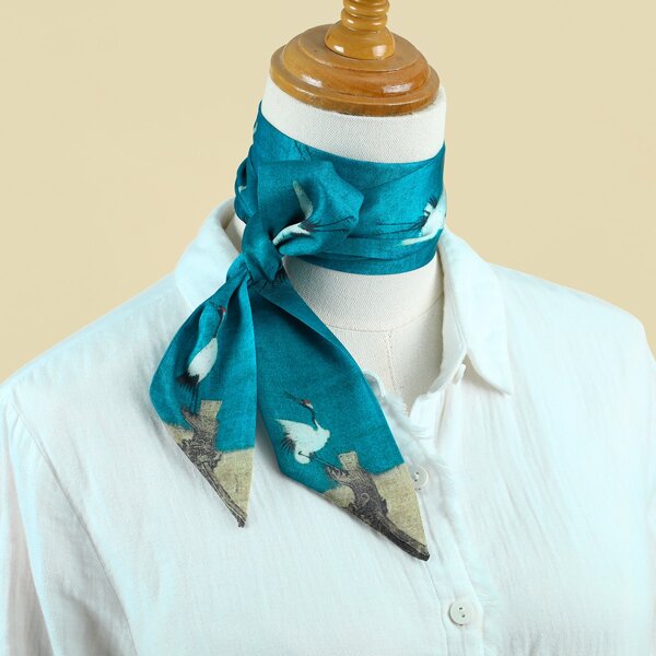 

Chinese Crane Print Twilly Scarf, Multicolor