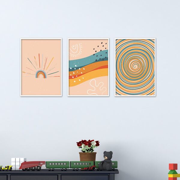 

3pcs Abstract Pattern Unframed Painting, Multicolor