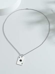 Collar de acero inoxidable con símbolo de naipes para hombres de moda y popular para regalo de joyería y para una apariencia elegante - Multicolor - Ver 1