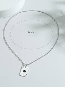 Collar de acero inoxidable con símbolo de naipes para hombres de moda y popular para regalo de joyería y para una apariencia elegante - Multicolor - Ver 3