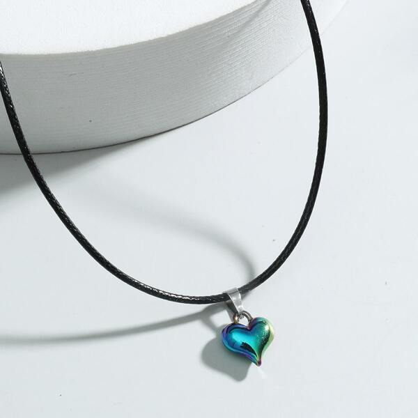 

Men Heart Charm Necklace, Multicolor
