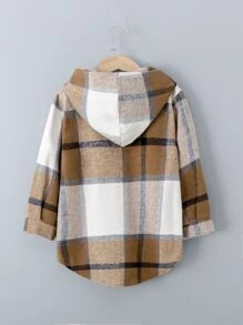 Toddler Girls Plaid Hooded Overcoat - Multicolor - View 2