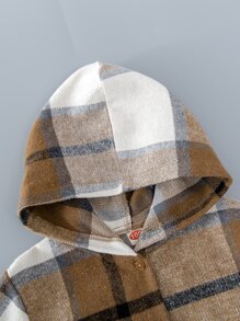 Toddler Girls Plaid Hooded Overcoat - Multicolor - View 5