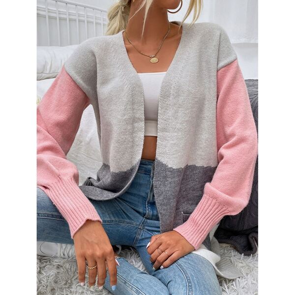 

Cut And Sew Drop Shoulder Cardigan, Multicolor