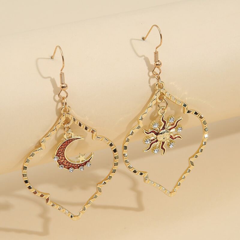 

Zircon Decor Geometric Drop Earrings, Gold