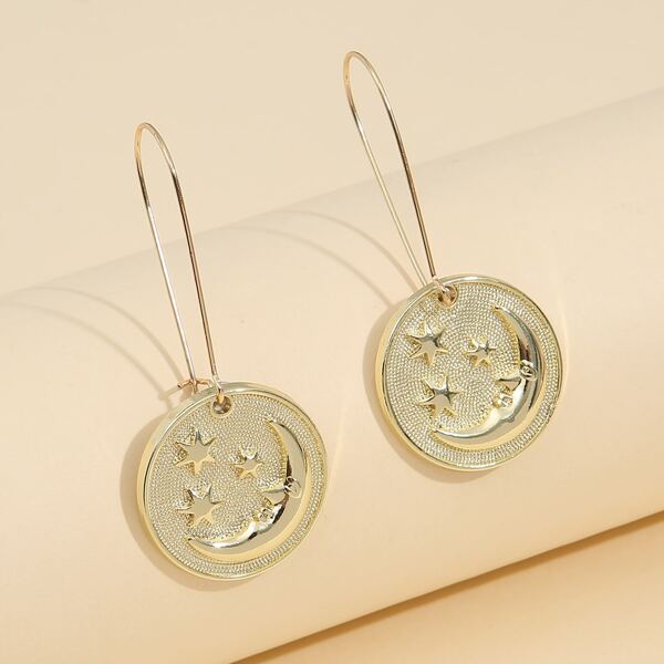 

Moon & Star Decor Earrings, Gold