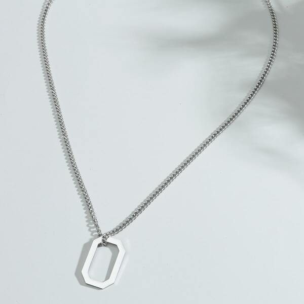 

Men Geo Charm Necklace, Silver