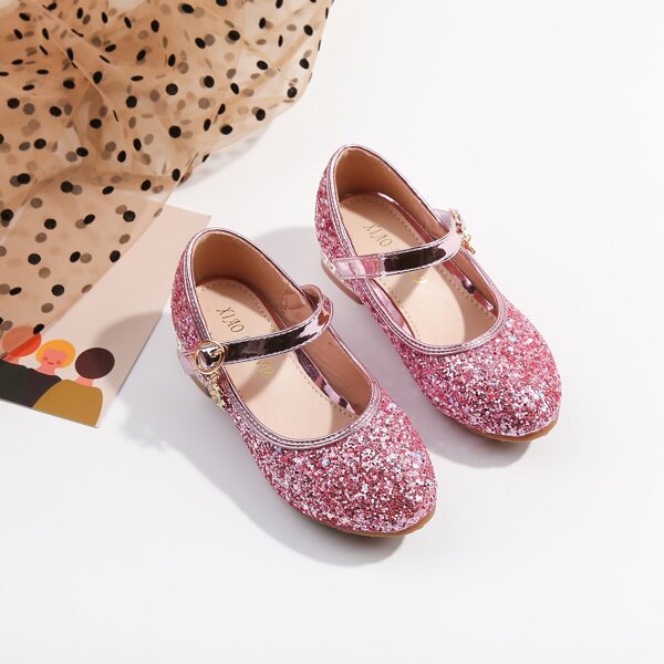 

Girls Glitter Decor Mary Jane Flats, Pink