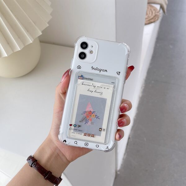 

Прозрачный чехол для телефона со слотом для карт, Многоцветный