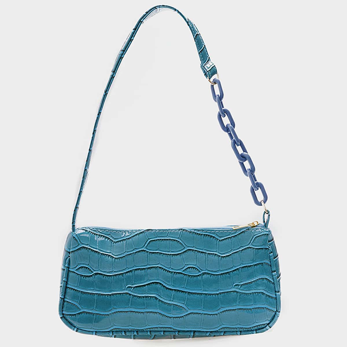 

Croc Embossed Shoulder Bag, Blue