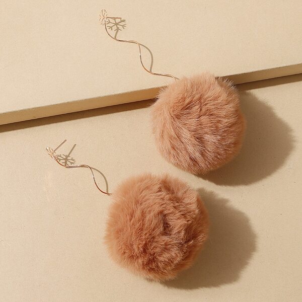 

Pom Pom Snowflake Detail Earrings, Coffee brown