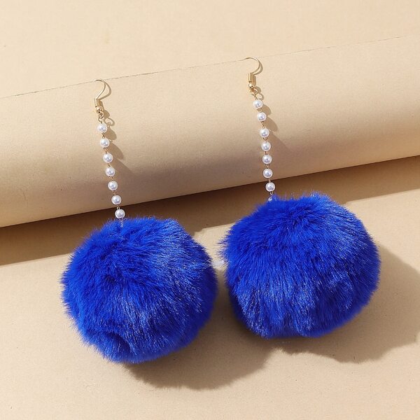 

Pom Pom Decor Drop Earrings, Blue
