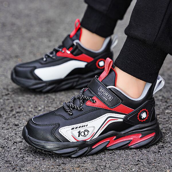 

Boys Chinese Graphic Colorblock Mesh Panel Velcro Strap Sneakers, Multicolor