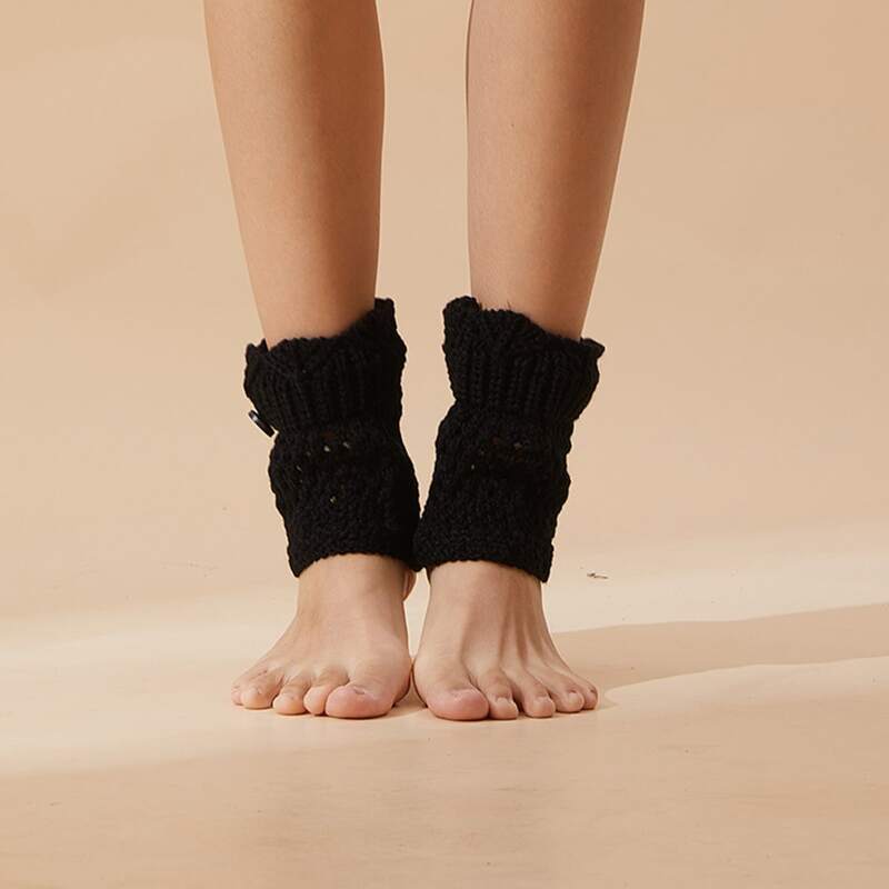 

Solid Knitted Leg Warmers, Black