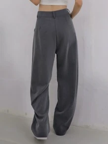 DAZY High Waist Slant Pocket Pants Women Dress Pants - Dark Grey - View 2