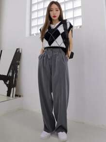 DAZY High Waist Slant Pocket Pants Women Dress Pants - Dark Grey - View 5