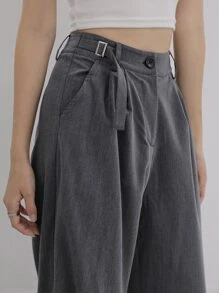 DAZY High Waist Slant Pocket Pants Women Dress Pants - Dark Grey - View 7