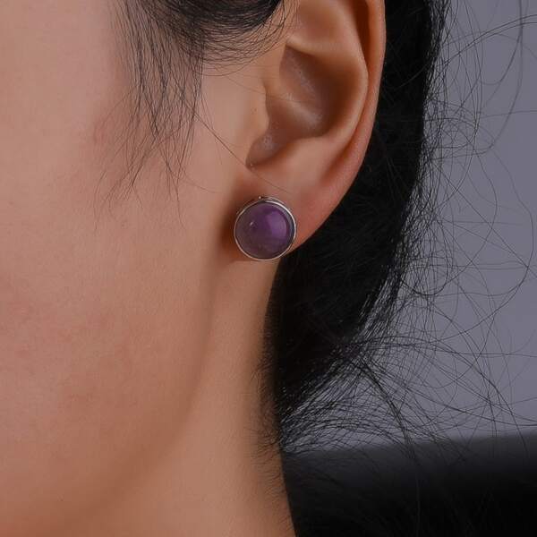 

Round Stud Earrings, Mauve purple