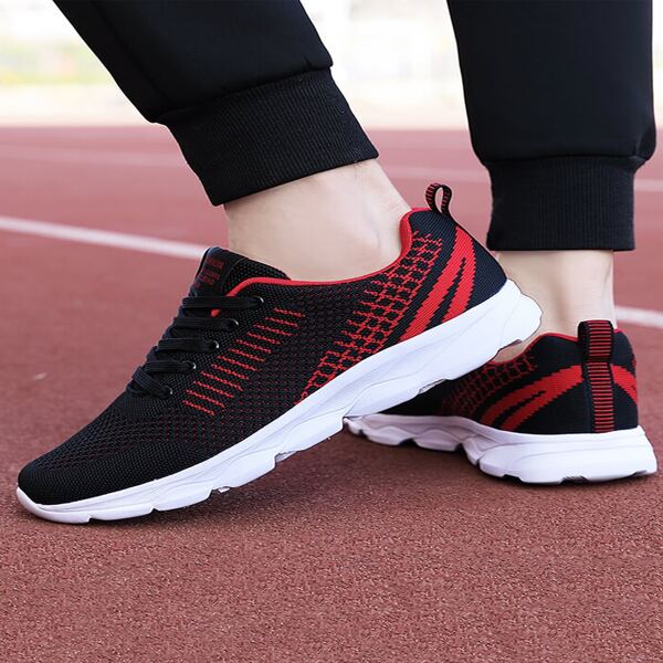 

Men Two Tone Lace Up Front Sneakers, Black