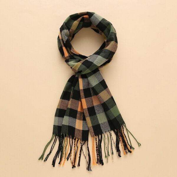 

Fringe Hem Plaid Scarf, Multicolor
