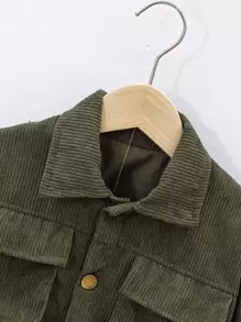 SHEIN 小男童翻蓋口袋燈芯絨夾克和長褲