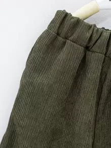 SHEIN 小男童翻蓋口袋燈芯絨夾克和長褲