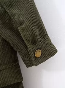 SHEIN 小男童翻蓋口袋燈芯絨夾克和長褲