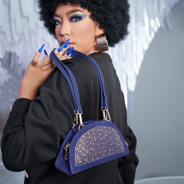 

Rhinestone Decor Shoulder Novelty Bag, Blue
