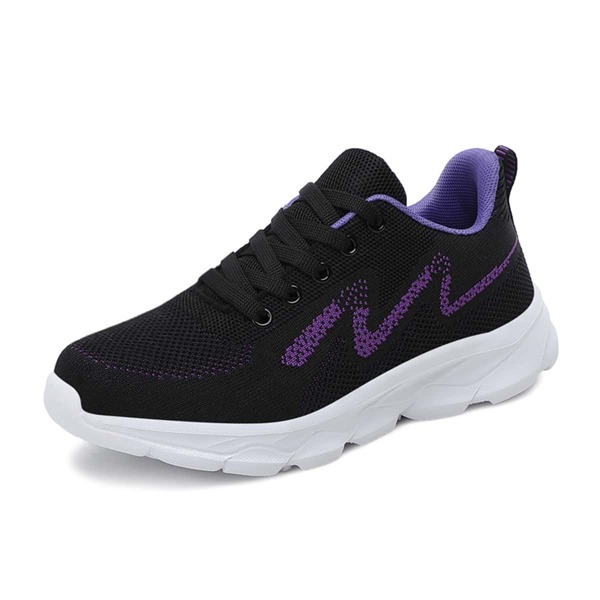 

Knit Detail Lace-up Front Running Shoes, Purple