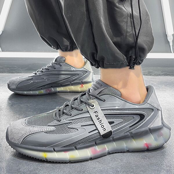 

Men Minimalist Lace Up Front Sneakers, Grey