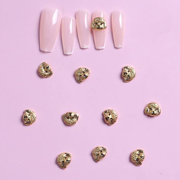 

10pcs Dog Nail Art Decoration, Gold