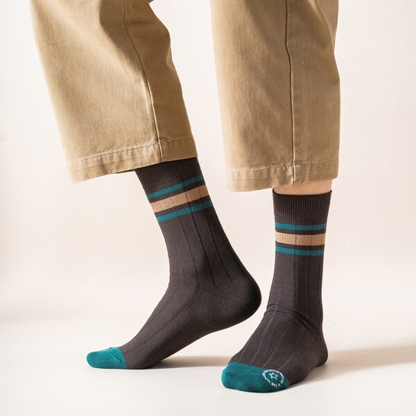 

Men Striped Print Crew Socks, Multicolor