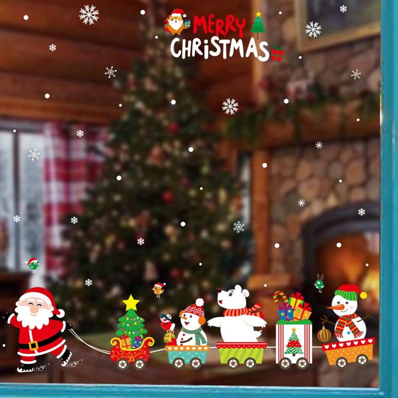

1pc Christmas Cartoon Graphic Wall Sticker, Multicolor