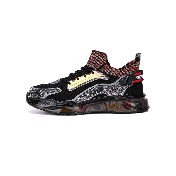 

Men Graphic Print Lace Up Front Sneakers, Black