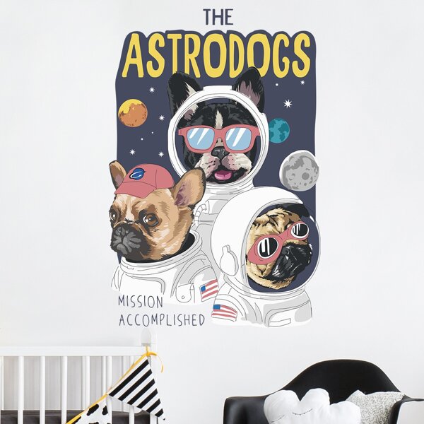 

1pc Dog Print Wall Sticker, Multicolor