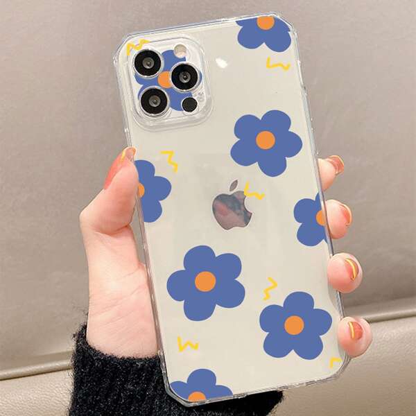 

Flower Painted Clear Phone Case, Multicolor